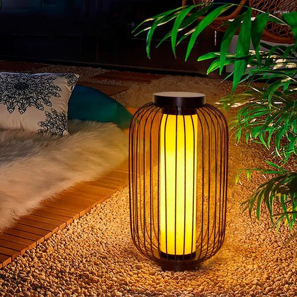 Design-Rasenlampe im chinesischen Stil, Schmiedeeisen, Vogelkäfig-Licht, für den Außenbereich, Hof, Garten, Villa, dekorative wasserdichte Lampen