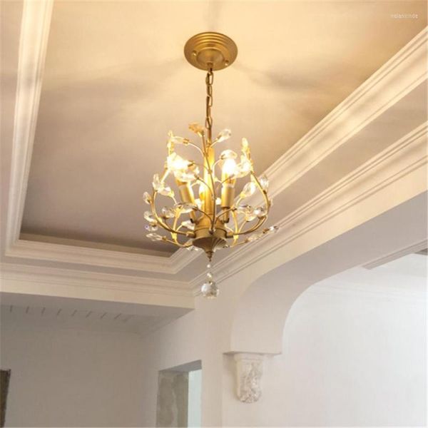 Anhängerlampen moderne LED Kristall Kronleuchter Wohnzimmer Lampe Schlafzimmer Küche Leuchten hellgold/schwarzes schmiedeeihnisches Hängen