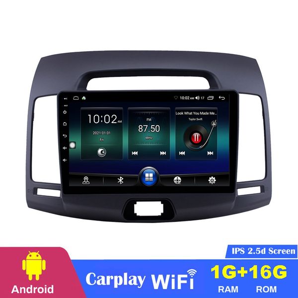 Jogador portátil de estéreo para DVD de carro Android GPS de 9 polegadas para 2007-2011 Hyundai Elantra com Aux Trowiew Camera OBD II