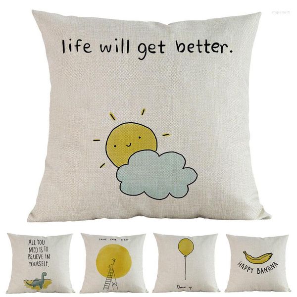 Travesseiro de estilo simples desenho animado desenho de imagem positiva maxim throw case infantil solo de crianças capa decorativa 45x45cm