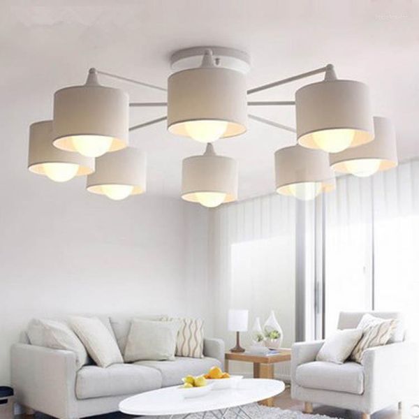 Подвесные лампы Современные светодиодные белые/черные/золотые/серебряные потолочные люстры E27 с абажурными простыми светильниками для гостиной для гостиной