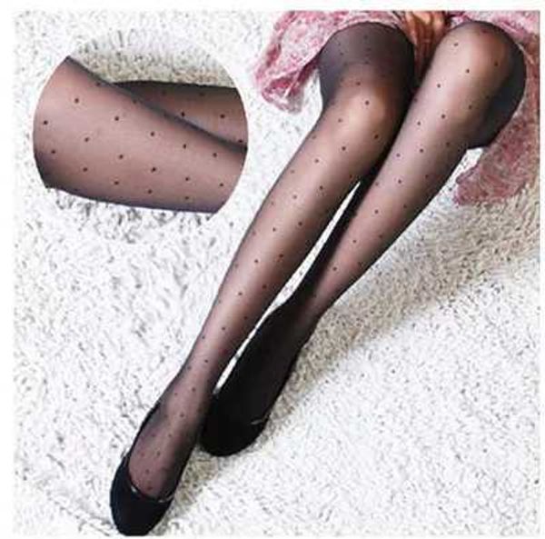 Meias meias de meias de meia -calça feminina clássica de bolinhas pequenas meias de seda.