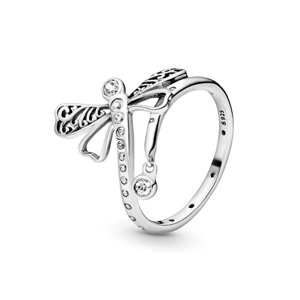 Authentische schimmernde Libellenringe aus Sterlingsilber für Frauen und Mädchen mit Originalverpackung für Pandora CZ-Diamant-Geschenkringset für die Freundin