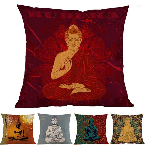 Kissen Ost Südostasien Buddhismus Shakyamuni Buddha Statue Fall Religiöser Glaube Buddhistischer Tempel Home Sofa Dekor Bezug