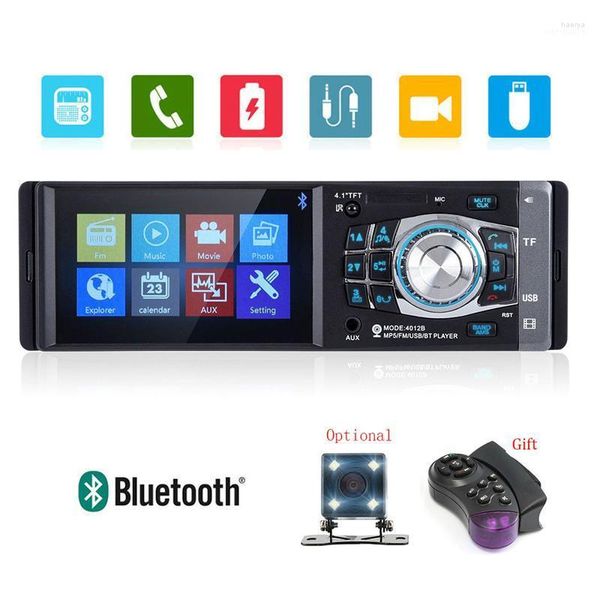 4,1 polegadas 1 DIN CAR RÁDIO AUTO AUDIOMEO Estéreo FM Bluetooth Suporte traseiro Vista traseira Câmera de direção Controle remoto 4012b1