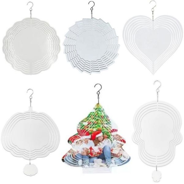 Weihnachten Sublimation Wind Spinner Suspension 3D Aluminium Malerei Ornament Doppelseiten Druck Baum Dekor