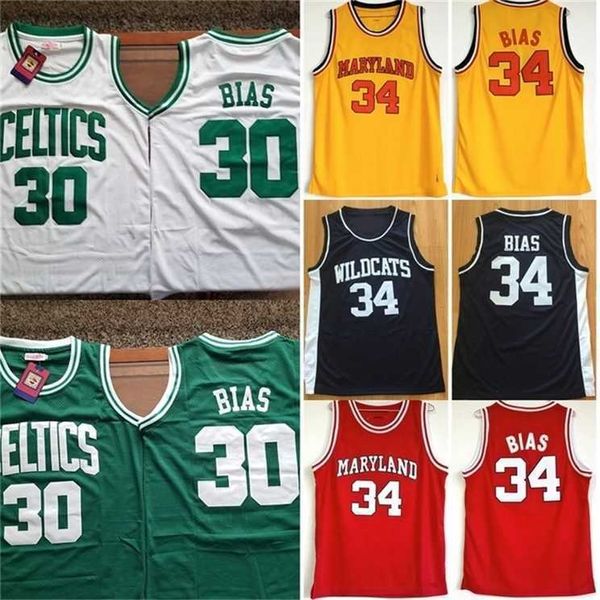 Gla A3740 Herren Len Bias 34 Northwestern Wildcats High School Basketball-Trikot, 1985 Maryland Terps Len Bias College, genähte Basketball-Shirts