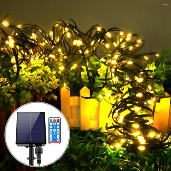 Luci da giardino per esterni 10m-100m 24V Luce solare a LED a forma di stringa 8 modalità Lampada fata Festa di Natale Ghirlanda Decorazione dell'albero