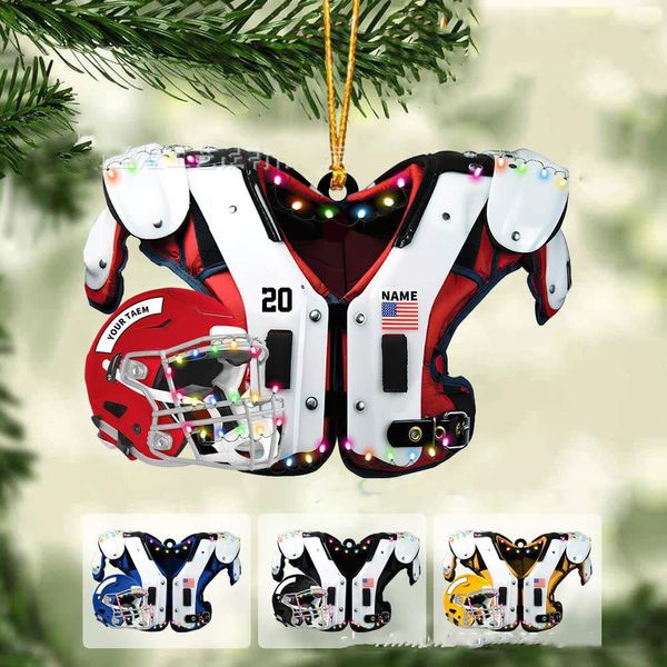 100 Stück personalisierte Weihnachtsbaumdekoration DIY American Football Schulterpolster und Helm Auto Rückspiegel Anhänger Crafts Collection NavidadCh