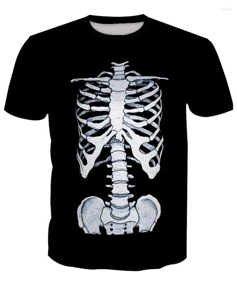 Magliette da uomo Halloween Magliette nere Scheletro bianco Stampa teschio Manica corta Harajuku 3D 8 modelli dalla S alla 3xL