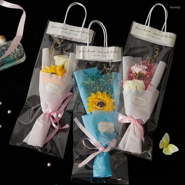 Dekorative Blumen, 1 Beutel, Blumenstrauß, PVC-Klarsichtbeutel, getrocknetes Geschenk, Zubehör, tragbar, für Hochzeit, Party, Geschenke, Po-Hintergrund