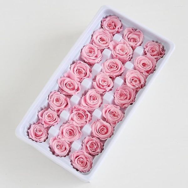 Fiori decorativi 21 pz/scatola 2-3 CM Diametro Conservato Rosa Fiore Immortale Festa della Mamma Regalo Vita Eterna Materiale Scatola Livello B