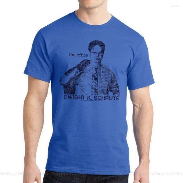 Magliette da uomo The Office Dwight K Schrute Graphic T-shirt blu reale T-shirt in cotone Streetwear Casual