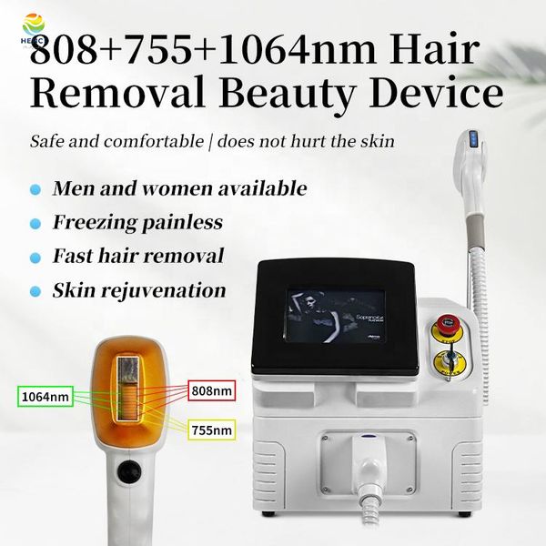 New Technology Mini Remoção de cabelo a laser portátil 808nm 755nm 1064nm Diodo Laser Máquina de remoção de cabelo CE aprovada
