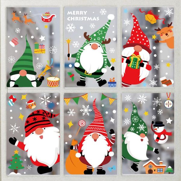 Decorações de Natal Santa Claus Elk Adesivos Eletrostáticos Shopping Window Window Decoration Home Decore