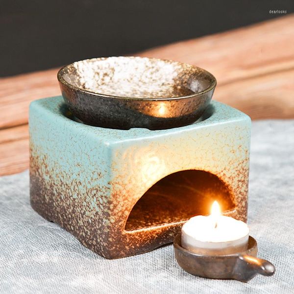 Lampade profumate Bruciatore di aromi vintage Ceramica Ceramica Olio essenziale Incensiere Riscaldatore di candele Incenso creativo Luce notturna per la casa Decor Artigianato