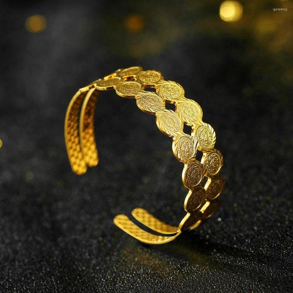 Bracciale Turkish Coin Bracciale Materiale di rame in oro Passante Muslim Abito musulmano Cuffia da festa Bridal Birthday Regalo di compleanno