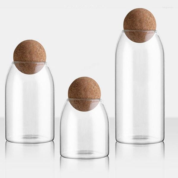 Storage Bottles 2022 Creative Kitchen Tea Glass Candy Jars With Cork Lid Spices Sugar Coffee Container Receive Organizer