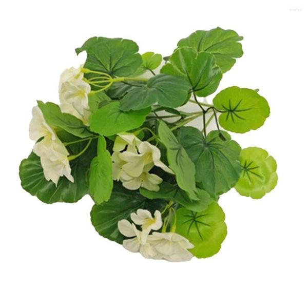 Flores decorativas Plantas de plantas de gerânio artificial Flor 5 galhos para decoração de casamento de férias