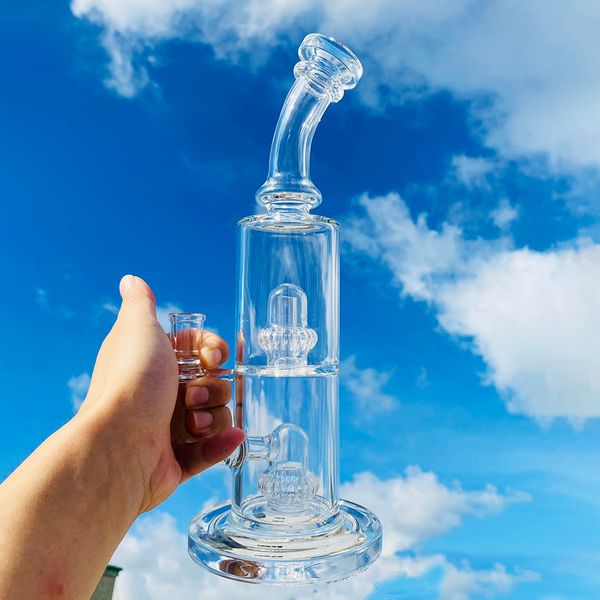 Einzigartige Glasbong Shisha 13 Zoll wissenschaftliche Doppelkrone Perc Glas Wasserpfeifen coole Dab Rigs