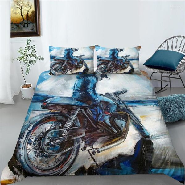 Conjuntos de cama Conjunto de capa legal Presente de aniversário para crianças bebê criança 3d motocicleta impressa roupas de cama de casa design exclusivo moda moda