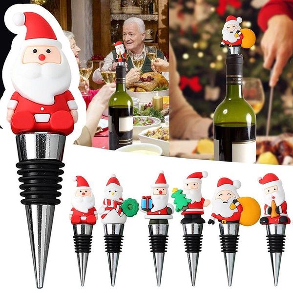 Cartoon Santa Wine Stoppers Bar Tools Decorazioni per feste di Natale Tappi per vino in metallo Champagne Apribottiglie GCB15950