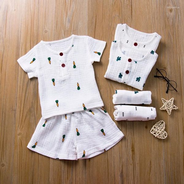 Conjuntos de roupas 2022 bebês verão infantil crianças 1-5t meninas linho de algodão de meninos 2pcs cenoura roupas de cenoura
