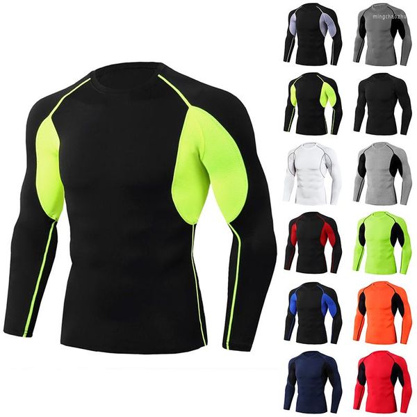 Rennjacken für Herren, Sport-Shirt, Sport-Basisschicht, enge Oberteile, Stretch, langärmlig, weich, zweite Haut, geruchshemmend, schnell trocknend, Zwei-Wege-Luft