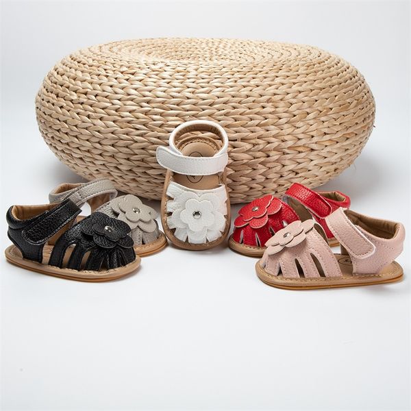 Neue Kleinkind Baby Sandalen Mädchen Schuhe Kleinkind Wohnungen Sommer Sandale Blume Weiche Gummi Sohle Anti-Rutsch Krippe Schuhe Erste walker 20221005 E3