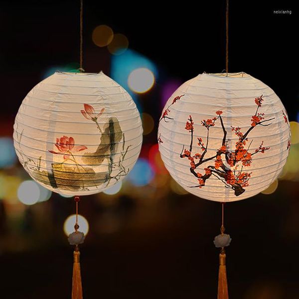 Decoração de festa 30cm Plum Blossom Lotus Lantern Rodada de papel chinês de papel pendurado Ball Lampion
