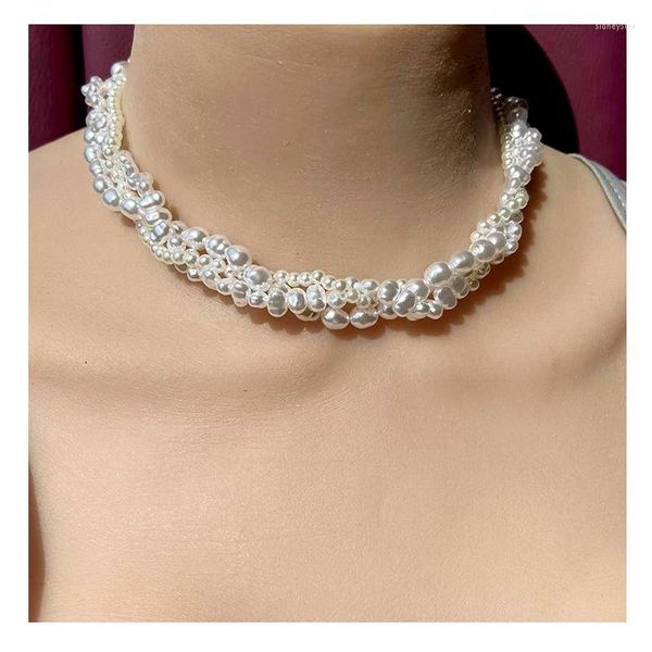 Halsband Handgemachte Webart Unregelmäßige Perlenkette Halskette Für Frauen Hochzeit Zubehör Party Schmuck Boho Bib Perlen Kragen