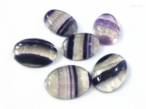 Perline all'ingrosso 10 pz / lotto viola fluorite perlina cabochon 18x25mm ovale gemma pietra anello faccia pietra preziosa allentata per pendente