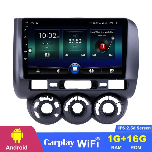 9 polegadas de carro DVD Radio MP5 Multimedia Player Quad Core Android 10 System GPS para Honda Jazz Manual AC 2002-2008