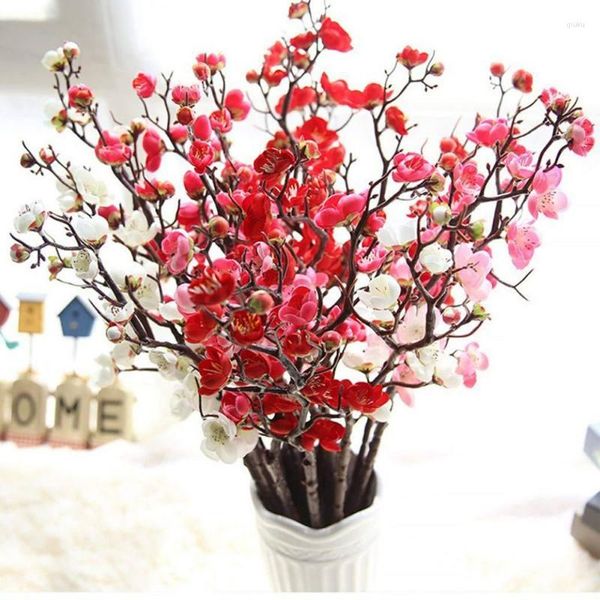 Fiori decorativi Home Wedding DecorFiore artificiale Chinee Plum Cherry Bloom Seta Sakura Tree Branche