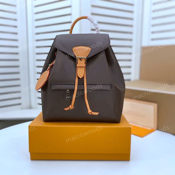 Designer-Mini-Rucksack, Canvas-Handtasche für Damen, Kordelzugverschluss, Mini-Schultasche für Mädchen, Gold-Hardware, Schulranzen, Damen-Geldbörse, MONTSOURIS BB, abnehmbarer Schultergurt