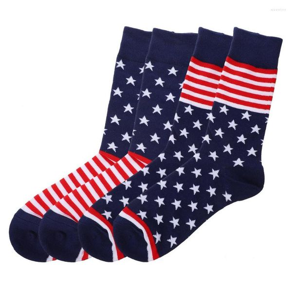 Herrensocken, 2 Paar, Baumwolle, amerikanische Flagge, Streifendesign, modisch für Männer