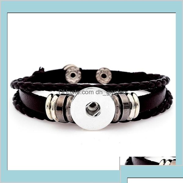 Bedelarmbanden Chunk 18 mm metalen armband Ginger Fashion 6 stijlen Mtilayer leer Noosa Snap Statement sieraden Ps1349 Av4K2 Bdehome Otwfl