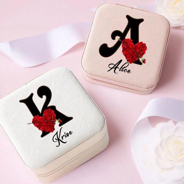 Forniture per feste Portagioie personalizzato personalizzato Portagioie da viaggio per ragazza Lettera con nome Damigella d'onore Compleanno Natale Regalo di San Valentino per