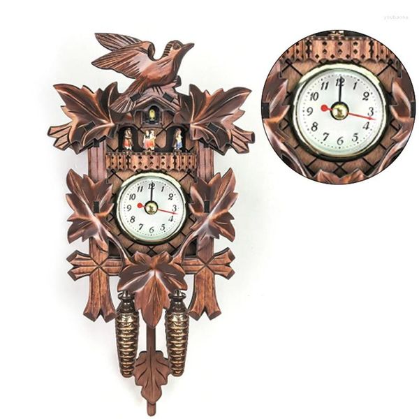 Relógios de parede de alta qualidade relógio de cuco preto quartzo de floresta de madeira artesanal para decoração da sala de estar do quarto
