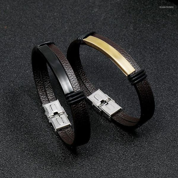 Braccialetti con ciondoli Braccialetto anime di moda nera per uomo in pelle acciaio inossidabile gioielli in gomma regalo di un anno all'ingrosso