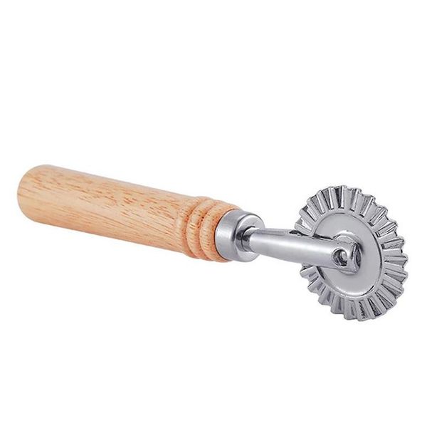 Utensili da pasticceria Ruota tagliapasta scanalata Manico in legno Ravioli Piegatore Stamp Maker per uso domestico e cucina Strumento di cottura SN7193