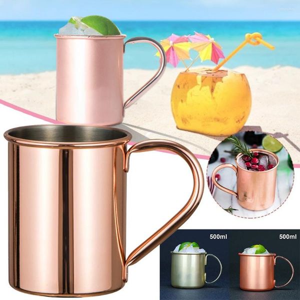 Canecas 1pcs duráveis ​​500ml Moscou Mule Copper Copper Aço inoxidável Metal Caneca Copa Cerveja de Vinho Bares Drinkwares Ferramentas de Cozinha de Festa