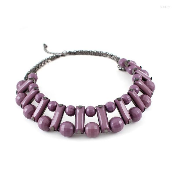 Choker Grote Verklaring Fuchsia Paars Acryl Kralen Ketting Korte Ketting Voor Vrouwen Kraag Sleutelbeen Klassieke Kettingen