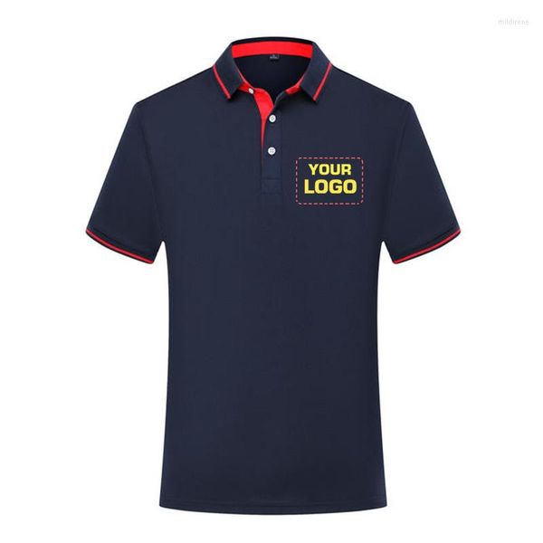 Polos masculinos 2022 Homens de verão e mulheres de mangas curtas Camisa de lapela de topo de empresa pessoal grupo de bordado de bordado personalizado logotipo