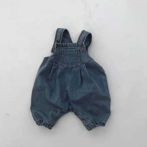 Macacão de jeans do bebê para meninos e meninas Belt Jean Fashion Big Pocket Scocksuit Kids Calça Criança Casual Jeans J220922