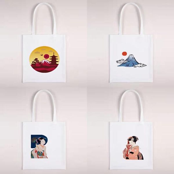 Borse portaoggetti Borsa personalizzabile in stile giapponese Shopper in tessuto Borse firmate Giappone Donna Anime Tote Tela da donna di lusso