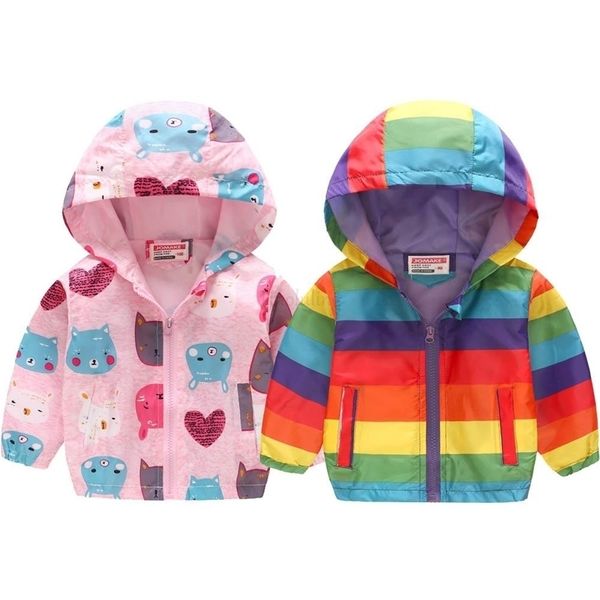 Chaquetas Arco iris Abrigos para niñas Manga completa Viento Outwear Primavera Otoño Ropa para niñas pequeñas Chaquetas de dibujos animados de animales Abrigo para niños 2201006