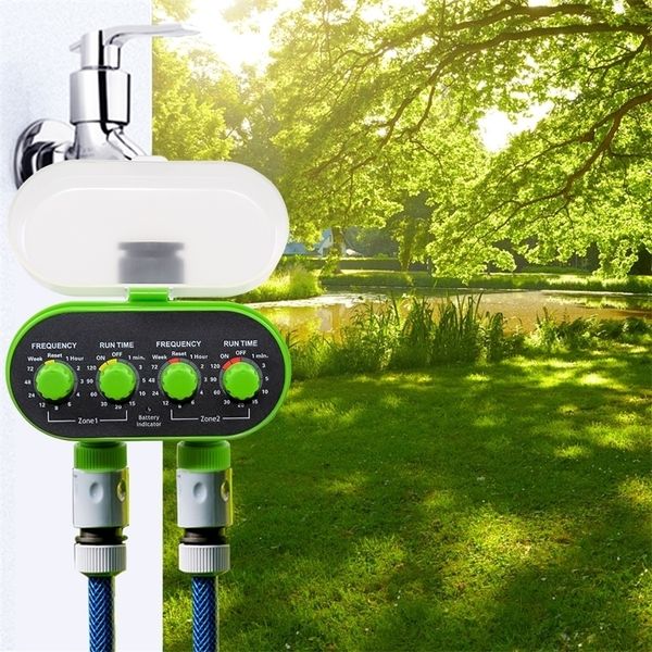 Bewässerungsgeräte, zwei Auslasskugeln, elektronisch, automatisch, vier Zifferblätter, Gartenwasser-Timer, Bewässerungssystem-Controller für 220930