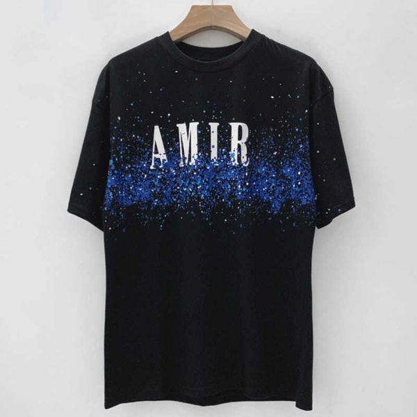 Мужские футболки Art Starry Sky Paint Print Print Lose Hetchable O-вырезка для мужчин с короткими рубашками.