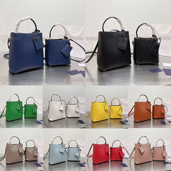 Sacos m￩dios de bolsa de couro panier saco de triangulo nappa bolsas de ca￧amba de couro ajust￡vel ￭m￣ de ombro de couro fechamento Tote de luxo Bolsa feminina 22